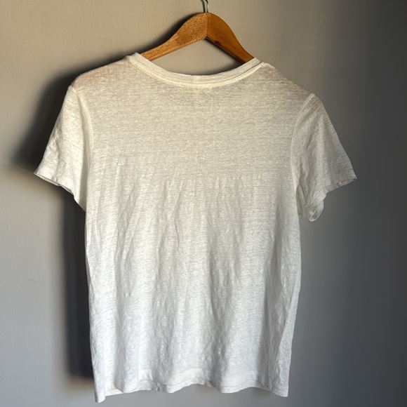 MAJE Toblo Embroidered-trim Linen T-shirt In Ecru medium - Picture 3 of 12